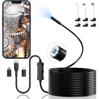 Endoscope Camera with Light, Ennovor 1920 HD Endoscope Camera Mobile Phone with 8 LED Lights, No WiFi Required Inspection Camera Waterproof IP67 Channel Camera for Android & iOS, Tablet (16.4 ft/5 m)