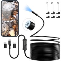 Endoskopkamera mit Licht, Ennovor 1920 HD Endoskop-Kamera Handy mit 8 LED Licht, Kein WLAN Erforderlich Inspektionskamera Wasserdichtes Ip67 Kanal-Kamera für Android & iOS, Tablet (16.4 ft/5m)