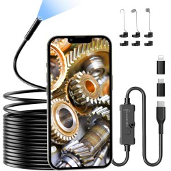 Endoskopkamera mit Licht, Ennovor 1920 HD Endoskop with 8 LED Lights, IP67 Wasserdicht Inspektionskamera,No WiFi Endoskopkamera Handy, Rohrkamera for Android & iOS, Tablet (16.4 ft/5 m)