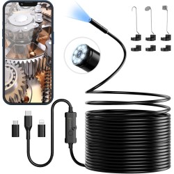 Endoskopkamera mit Licht, Ennovor 1920 HD Endoskop-Kamera Handy mit 8 LED Licht, Kein WLAN Erforderlich Inspektionskamera Wasserdichtes IP67 Kanal-Kamera für Android & iOS, Tablet (32,8 ft/10m)